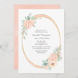 Invitación Pastel Rubor Floral Geométrico Bridal Shower