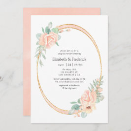 Invitación Pastel Rubor Floral Geométrico Parejas Ducha