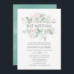 Invitación Pastel Rubor Greenery Bat Mitzvah<br><div class="desc">Invitación mitzvah de murciélago de tonos pastel y rosa menta inspirada en la vegetación orgánica diseñada para ser rápida y fácilmente adaptada a las necesidades específicas de cada evento.</div>