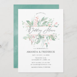 Invitación Pastel Rubor Greenery Wedding Shower