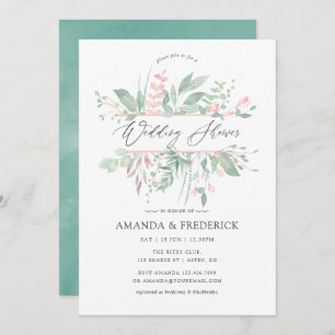 Invitación Pastel Rubor Greenery Wedding Shower
