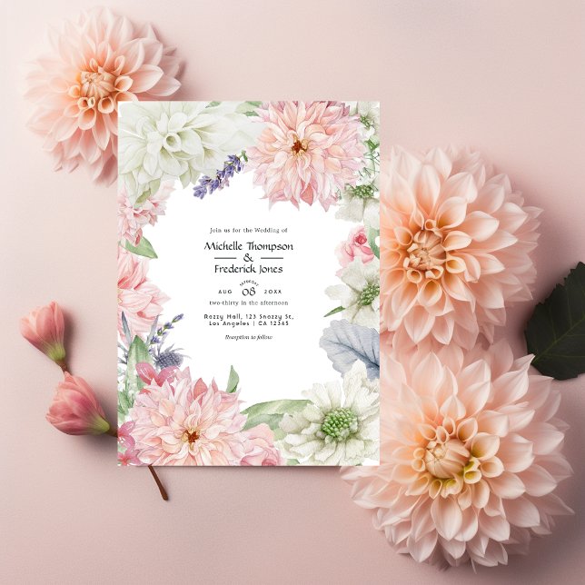 Invitación Pastel Rubor Pink Dahlia Boda (Subido por el creador)