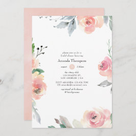 Invitación Pastel Rubor Pink Floral Bridal Shower
