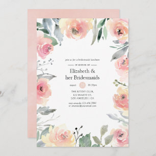 Invitación Pastel Rubor Pink Floral Bridesmaids Luncheon