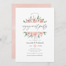 Invitación Pastel Rubor Pink Floral Engagement Party