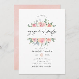Invitación Pastel Rubor Pink Floral Engagement Party