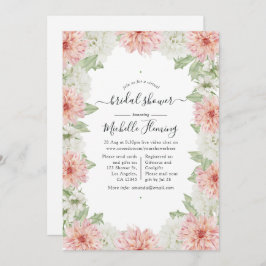 Invitación Pastel Rubor Rosa Dahlia Bridal Shower