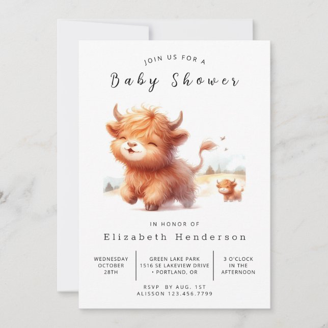 Invitación Pastel Rustic Barn Cow Baby Shower (Anverso)
