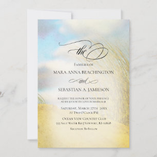 Invitación *~* Pastel Sand Dune Beach Grass Boda