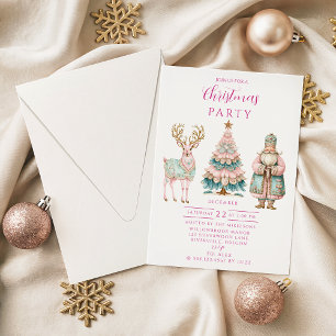 Invitación Pastel Santa y Reno Ciervo Navidad