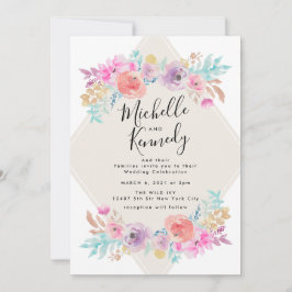 Invitación Pastel Shabby Chic Garden Floral Boho Boda