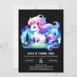Invitación Pastel Simple Horse Birday