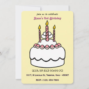 Invitación Pastel simple pastel de cumpleaños con velas