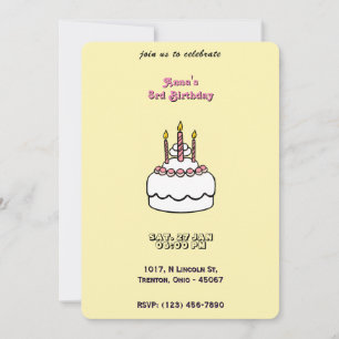 Invitación Pastel simple pastel de cumpleaños con velas