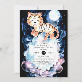 Invitación Pastel Simple Tigre Cumpleaños