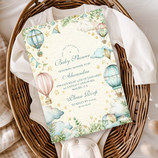Invitación Pastel Sky Adventure Baby Shower (Subido por el creador)