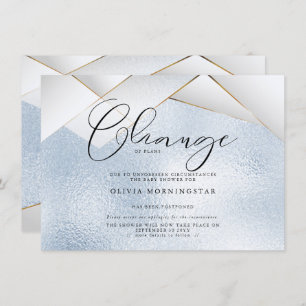 Invitación Pastel Sky Blue Pearl Facets Postponed Ducha