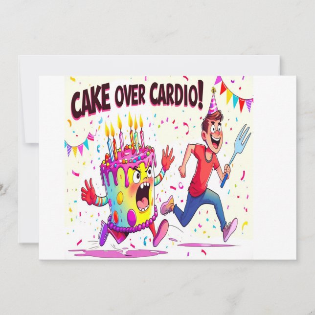Invitación Pastel sobre Cardio Funny Cumpleaños (Anverso)