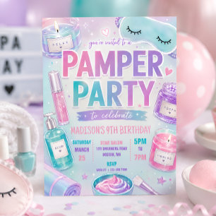 Invitación Pastel Spa Fiesta de Mimos Cumpleaños