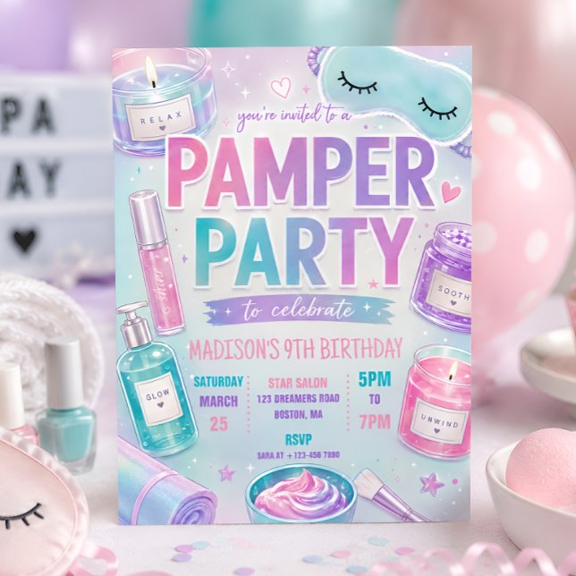Invitación Pastel Spa Fiesta de Mimos Cumpleaños (Subido por el creador)
