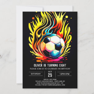 Invitación Pastel Sports Watercolor Soccer Cumpleaños