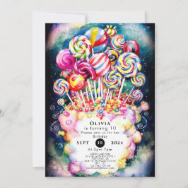 Invitación Pastel Sprinkle Candyland Cumpleaños