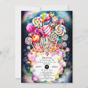 Invitación Pastel Sprinkle Candyland Cumpleaños