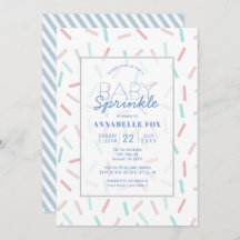 Pastel Sprinkles Blue Baby Sprinkle Shower Invitat