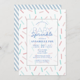 Invitación Pastel Sprinkles Blue Baby Sprinkle Shower Invitat