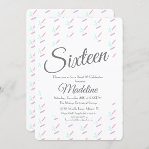 Invitación Pastel Sprinkles Helado Crema Fiesta Dulce 16 Quin