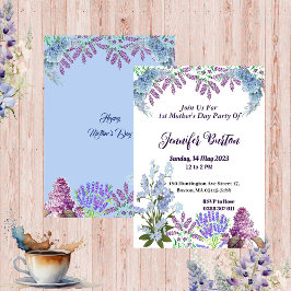 Invitación Pastel suave Blue Lilac Hydrangea Primer Día de la