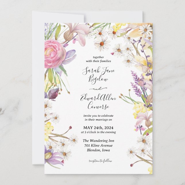Invitación Pastel Summer Floral Boda (Anverso)