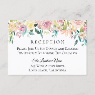 Invitación Pastel Summer Floral Wedding Recepción
