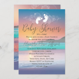 Invitación Pastel Sunset Beach Ocean Baby Shower