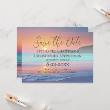 Pastel Sunset Destination Beach Save the Date