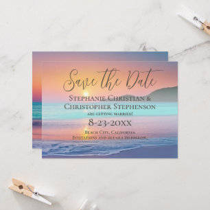 Invitación Pastel Sunset Destination Beach Save the Date