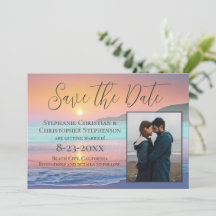 Pastel Sunset Destination Beach Save the Date