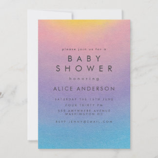 Invitación Pastel Sunset Watercolor Ombre Baby Shower