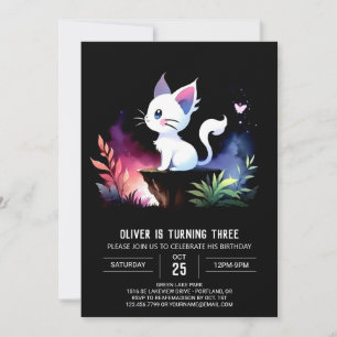 Invitación Pastel Sweet Cat Birthday