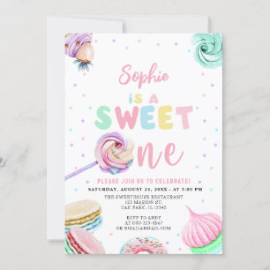 Invitación Pastel Sweets Donut & Candy First Birday