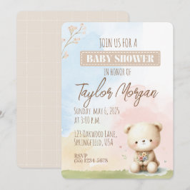 Invitación Pastel Teddy Bear