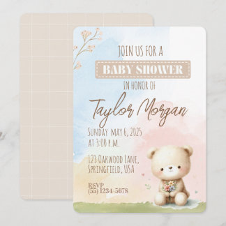 Invitación Pastel Teddy Bear