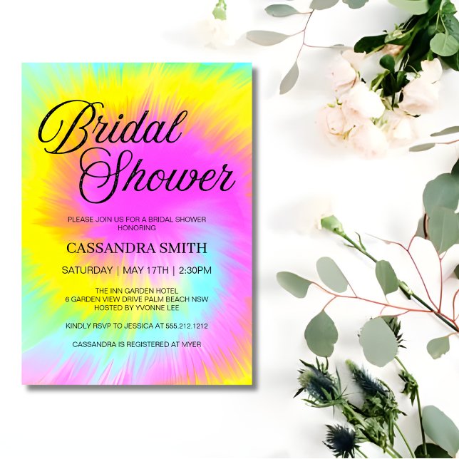 Invitación Pastel Tie Dye Swirl Bridal Shower (Subido por el creador)