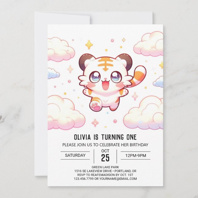 Invitación Pastel Tiger 1º cumpleaños (Anverso)