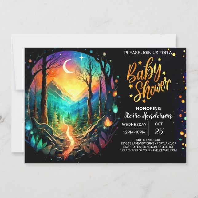 Invitación Pastel Timber Adventure espera Baby Shower (Anverso)