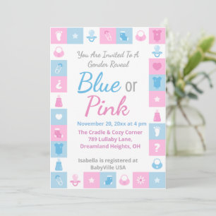 Invitación Pastel Tiny Icons Revelación del Sexo