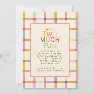 Invitación Pastel Tocó "Dos Muy Divertido" Segundo Cumpleaños