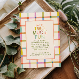 Invitación Pastel Tocó "Dos Muy Divertido" Segundo Cumpleaños