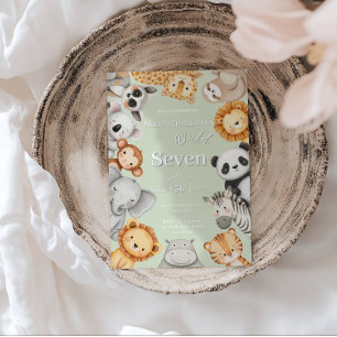 Invitación Pastel Tropical Salvaje de animales Safari de la S