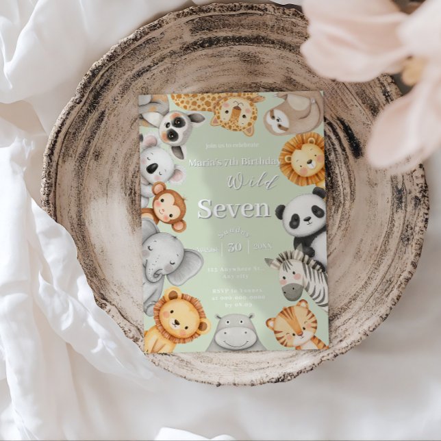 Invitación Pastel Tropical Salvaje de animales Safari de la S (Subido por el creador)